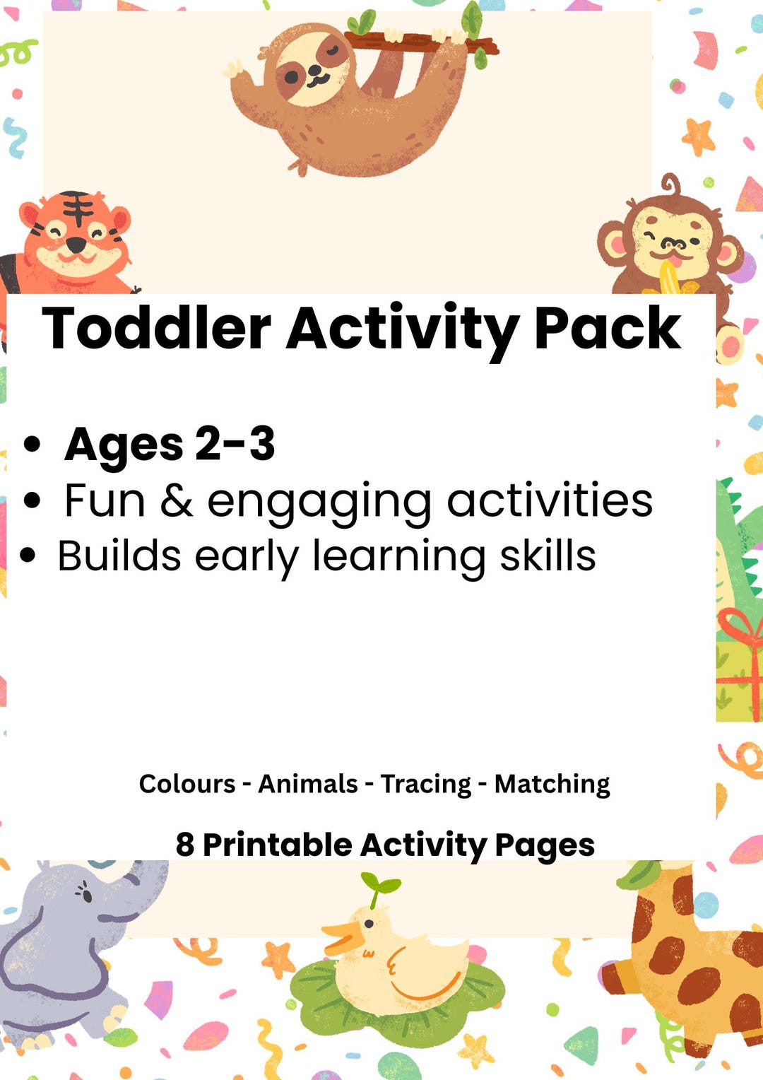 Toddler Activity Pack Printable | Ages 2-3 Worksheets | Matching ...