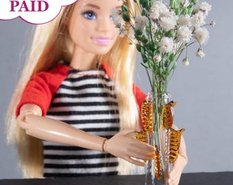 Miniatuur sculpturale glazen vaas: 1/6 modern woondecor voor poppen