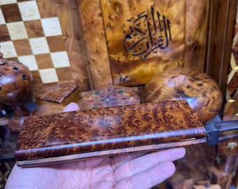 Handmade Moroccan Thuya Wood Pen Holder Luxury Natural Juniper Desk Organizer Elegant Wooden Office Decor & Unique Artisan