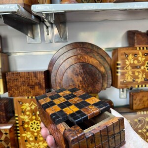 Handmade Thuya Wood Secret Puzzle Jewelry Box Moroccan Hidden Lock Magic Box Unique Keepsake Gift