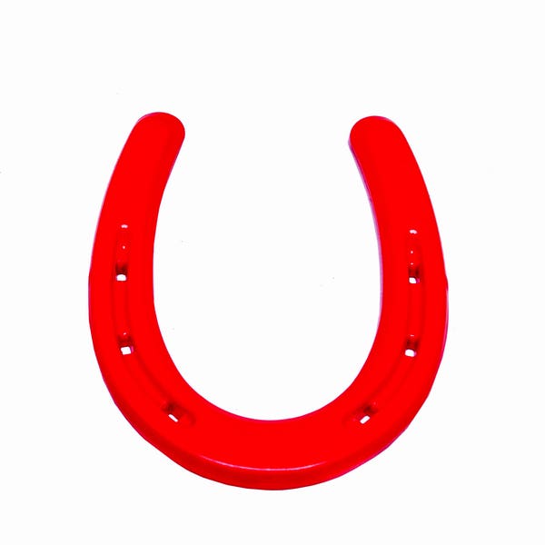 MARFA RED - Lucky PonyShoe by Cast & Crew, fluorescent neon red horseshoe