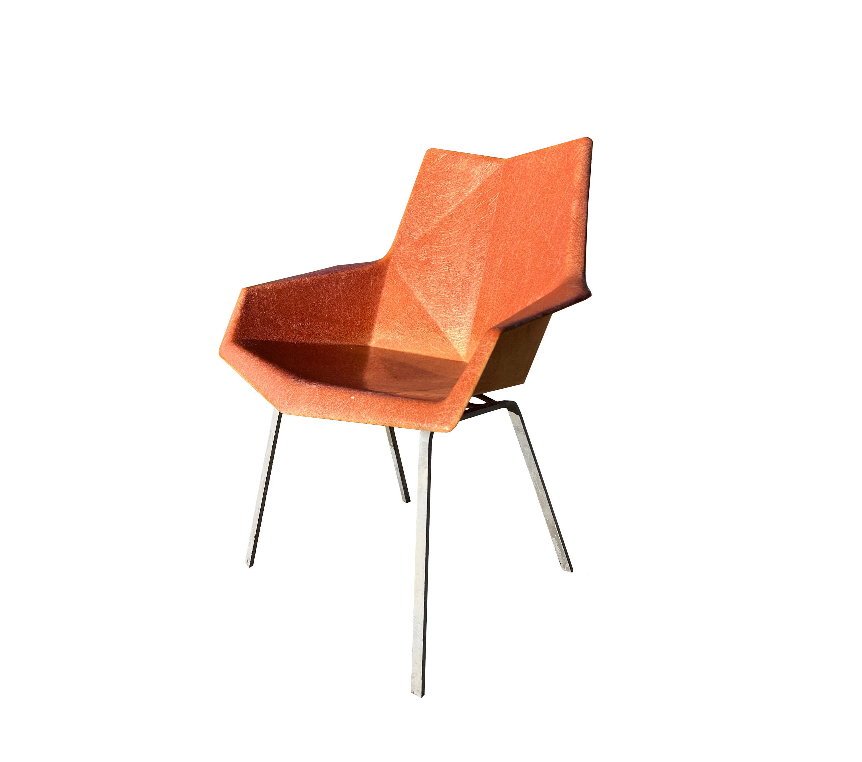 SALE RARE 1950s Fiberglass Paul Mccobb ORIGAMI Chair in Salmon
