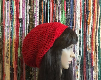 Slouch Beanie, Slouchy Beanie, Crochet Beanie, red slouch hat, slouch hat, slouchy hat, womens slouch hat, Women's beanie, crochet hat