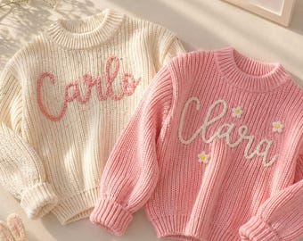 Custom Embroidered Knit Baby Sweater, Personalized Toddler Clothes, Baby Shower & Newborn Gift