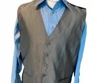 Vintage 70s grey pinstriped formal waistcoat large