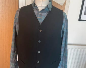 Vintage 70s men’s formal black waistcoat medium