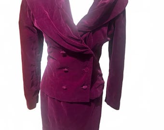 Monsoon Twilight, roter Samt Zweiteiler Rock und Abendjacke klein