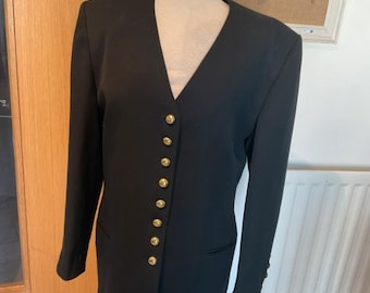 Vintage 80s new wave black and gold formal elegant blazer medium