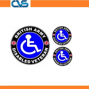 British Army Disabled Veteran Sticker Military Logo Car Window x 3