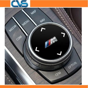 BMW Interior M-Sport Multimedia Knob Cover Sticker 45mm Diameter 2 Pack