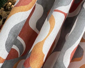 Kundenspezifische Terrakotta Leinen Abstrakte Retro Vorhänge: Öse, Stange Tasche, Optionen für die hintere Lasche.