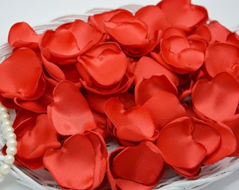 Rose Satin Petals, Red, Silk Petals, Wedding Decor, Confetti, Fake Petals, Artificial rose petals, Fabric Flower Petals, Heart Shaped