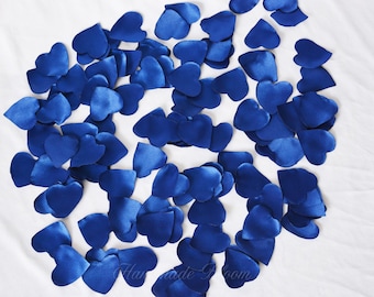 Royal Blue Satin Petals, Wedding, Fake Petals, Silk Rose, Something Blue, Cobalt, Flower Petals, Confetti, 100 pcs, Heart, Custom Artificial