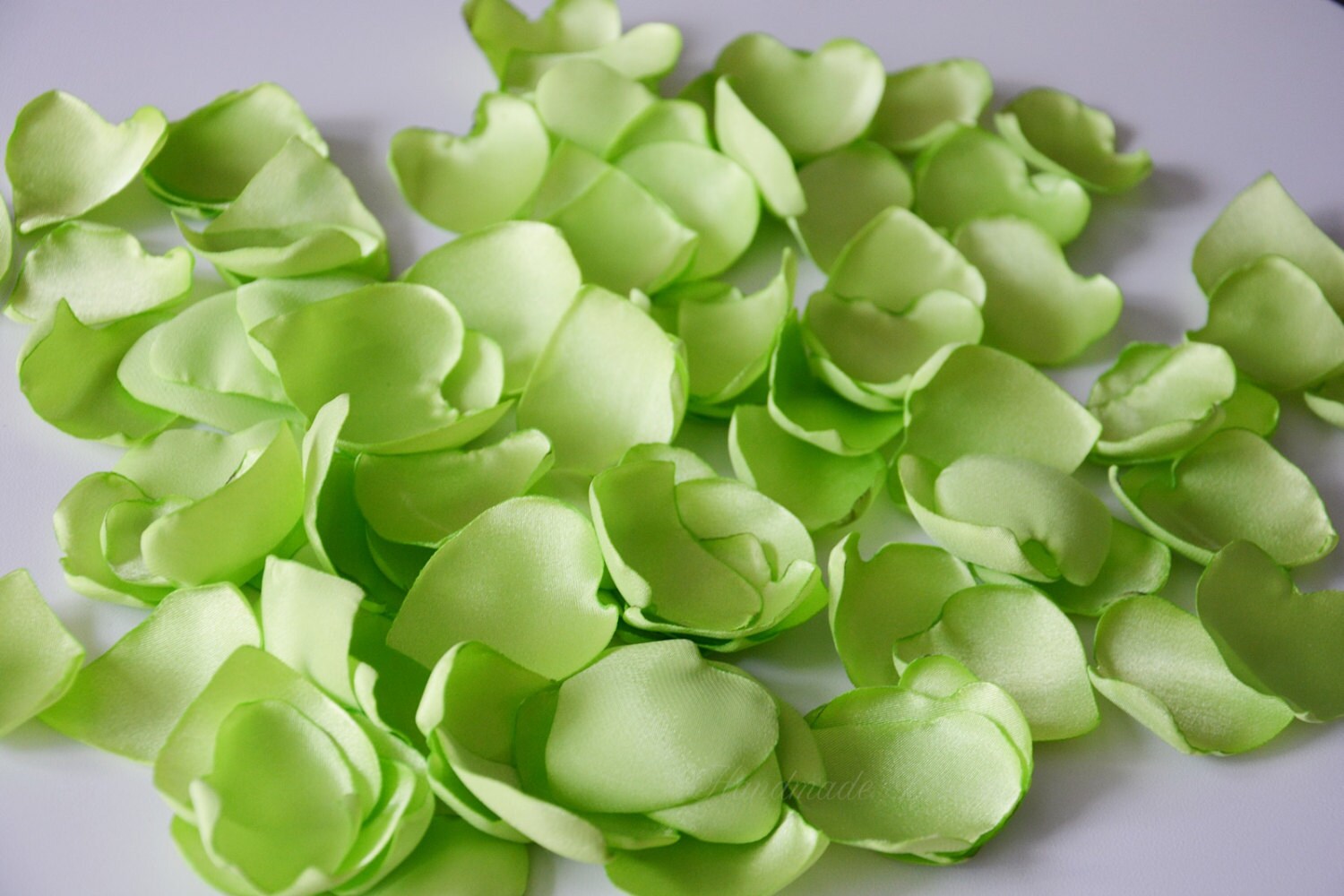 Green Light Green Satin Petals Silk Rose Petal Deco Etsy
