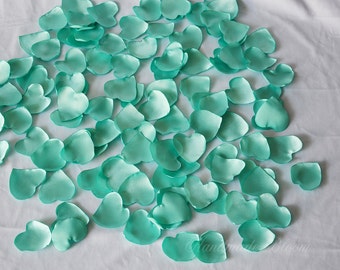 Aqua, Mint, Satin Petals, Heart, Wedding Decor, Fake Petals, Confetti, Artificial rose petals, Fabric Flower Petals, Heart Shape, Silk, Deco