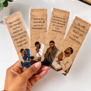 Christian Bookmark Set, Bible Verse Gift for Men, Laminated Scripture Bookmarks, Faith Encouragement Gift, Bible Study Accessory