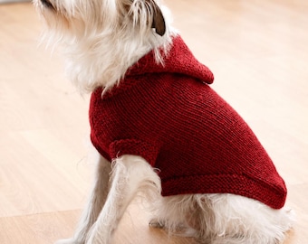 Dog Hoodie Knitting Pattern PDF, Knit Dog Sweater Pattern, Pet Sweater Pattern, Puppy Hoodie, DIY Dog Clothes, Instant Download