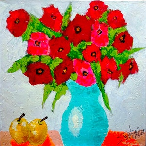 Impressionistische bloemen Acryl schilderij - Gallery verpakt canvas SCHEPEN GRATIS unieke kleurrijke betaalbare kunst impressionistische kunstenaar SWARTZMILLER