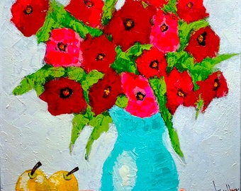 Impressionistische Blumen Acrylmalerei - Gallery Wrapped Canvas VERSANDKOSTENFREI Einzigartige Bunte Erschwingliche Kunst Impressionist Künstler SWARTZMILLER