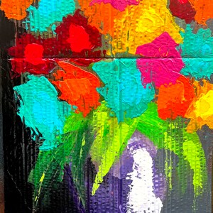 Colorido Impresionista FLORAL Acrílico Upcycled Cartón Pintura BARCOS GRATIS Arte único y asequible - Artista impresionista Swartzmiller
