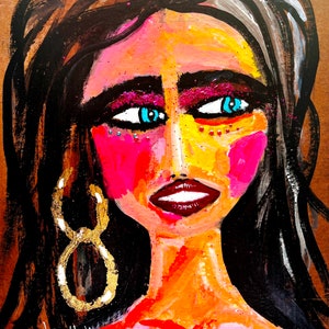 Pintura de retrato em papelão reciclado acrílico - NAVIOS GRATUITOS - Arte única, colorida e acessível - Artista impressionista SWARTZMILLER