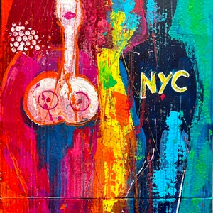 Figuras coloridas de Nova York Pintura em papelão reciclado acrílico ENVIA GRATUITAMENTE Arte única, colorida e acessível - Artista impressionista Swartzmiller