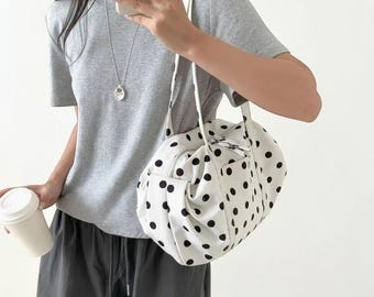 Y2K Polka Dot Shoulder Bag: Spacious Lightweight Korean Style Women’s Tote
