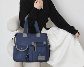 Waterproof Nylon Tote Purse: Lightweight Carryall Shoulder Satchel Spacious Travel Diaper Companion Bag