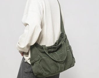 British Heritage Cotton Canvas Tote: Preppy Crossbody Spacious Weekend Handbag