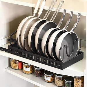 Pull Out Cabinet Organizer Sliding Shelf Rack, Pot Lid Holder, Spice Rack Storage, Kitchen Drawer Organizer, Pantry Storage Tray System