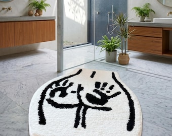 Funny Ass Butt Bath Rug, Tufted Bathroom Carpet, Non-Slip Absorbent Floor Mat, Plush Handmade Toilet Rug, Bedroom Kitchen Decor Gift