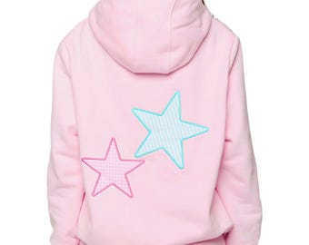 Felpa con cappuccio da donna a maniche lunghe con stampa a stella oversize