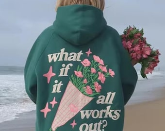 Women's Dandy Pullover Hoodie Oversized Flowers Design