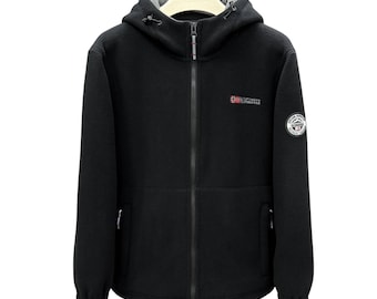 Unisex Full Zip Hoodie Minimalist Fleece Jacket
