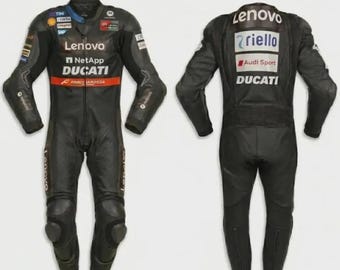 Ducati Lenovo Team Leder Rennanzug Echtes Rindsleder Biker Lederanzug MotoGP Reitanzug Straßensicherheitsanzug Geschenk für Fahrer