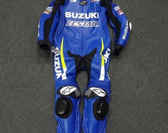 スズキ エクスター MotoGP レーシングスーツ 本革製 オートバイ バイカースーツ ワンピース トラックライディングギア CE認証取得済み レーシングスーツ ライダーへのギフト