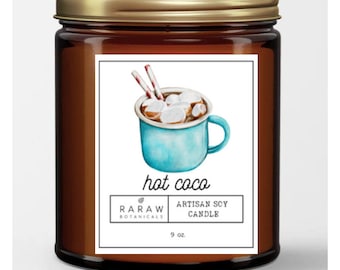 Hot Chocolate Candle, Soy Candles Handmade, Fall Scented Candles, Chocolate scented Candle, 9 oz amber Jar