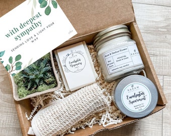 With Deepest Sympathy, sympathy care package, thinking of you gift box, succulent candle gift box, sympathy gift box, succulent care package