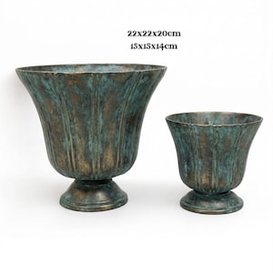 Set di vasi in metallo, fioriera decorativa, vaso rustico antico oro nero, centrotavola, decorazione per la casa, set di vasi grandi e piccoli, decorazione da tavola, regalo