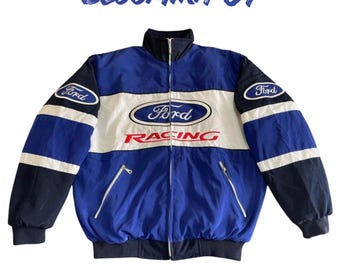 Ford Racing Jacke Vintage gestickter Motorsport Bomber Streetwear Unisex Reißverschluss