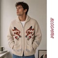 Knit Wolf Cardigan, Hail Mary Inspired Nordic Zip Up Jacket, Vintage Canadian Knitwear