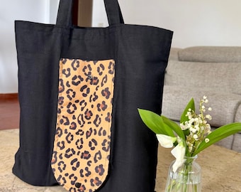 Bolso de mano plegable de algodón hecho a mano, reutilizable, ecológico y práctico.