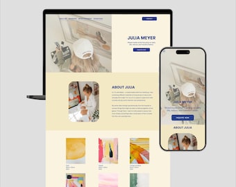 Showit One Page Website Template for Artists | Minimalist Art Portfolio Design | Painter Illustrator Printmaker Fine Art Presence