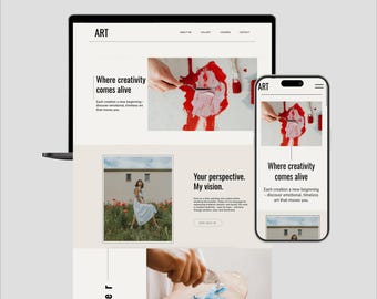 Showit Website Template for Artists & Creatives | Minimalist Art Portfolio Design | Painter Illustrator Printmaker Fine Art Presence