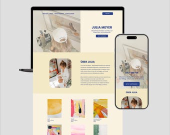 Showit Onepager Website Template in German | Minimalist Artist Portfolio | Painter Illustrator Print Website Template