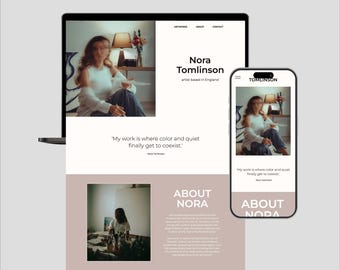 Showit One Page Website Template for Artists & Painters | Intuitive Minimalist Art Portfolio | Fine Art Painter Illustrator Website Theme