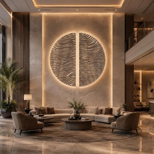 Round Wave Wall Panel STL, Rhino 3DM File, Layered Wooden Wall Art_02
