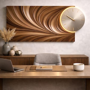 3D Parametric Wood Wall Art, Wavy Modern Office Decor, CNC Carved