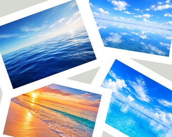 Printable Ocean Greeting Card Set of 12 Folded Cards