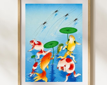 Japanese Goldfish Wall Art Inspired by Utagawa Kuniyoshi, Ukiyo-e Printable